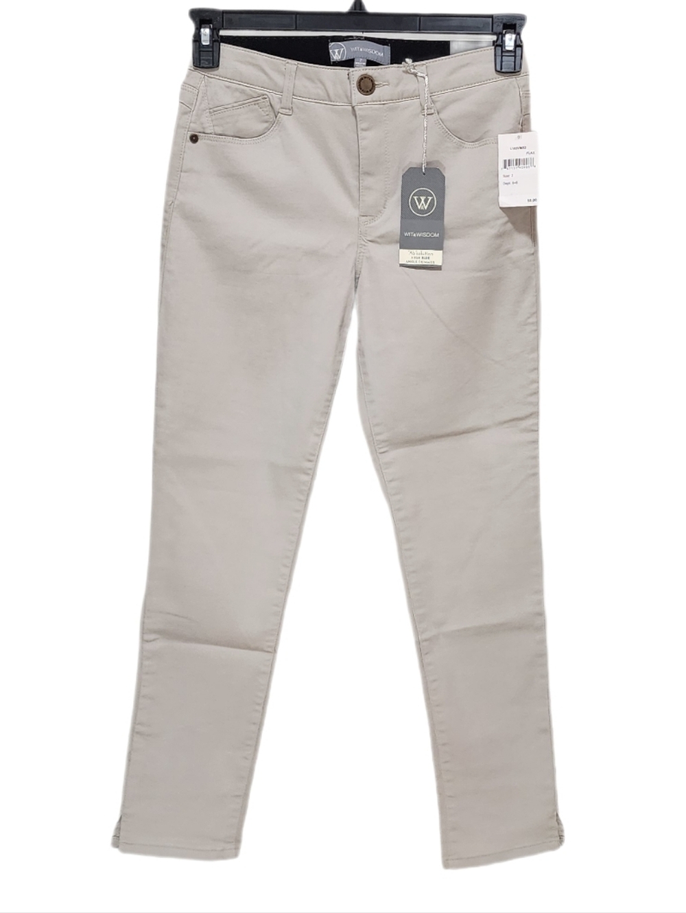 Wit & Wisdom Ankle Skimmer Twill Pants Slit Hem High Rise Ab Solution Flax 2
